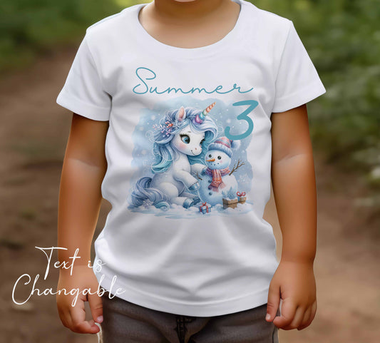 Children's ~ T shirt  Personalised unicorn  ,add name , age , or text