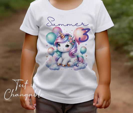 Children's ~ T shirt  Personalised unicorn  ,add name , age , or text