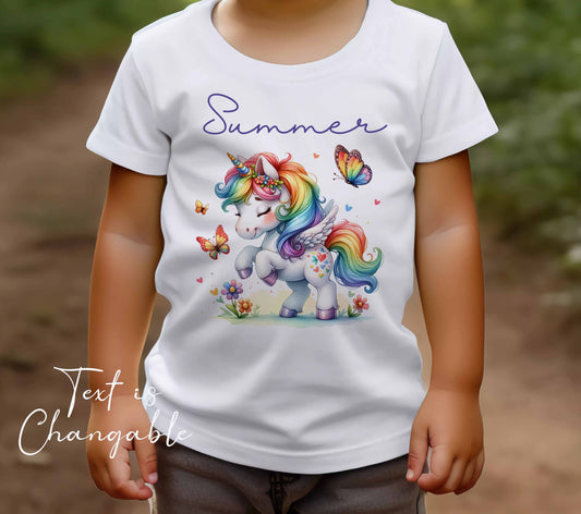 Children's ~ T shirt  Personalised unicorn  ,add name , age , or text