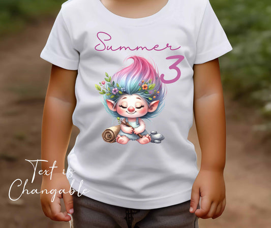 Children's ~ T shirt  Personalised Trolls ,add name , age , or text