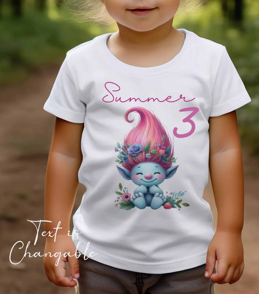 Children's ~ T shirt  Personalised Trolls ,add name , age , or text