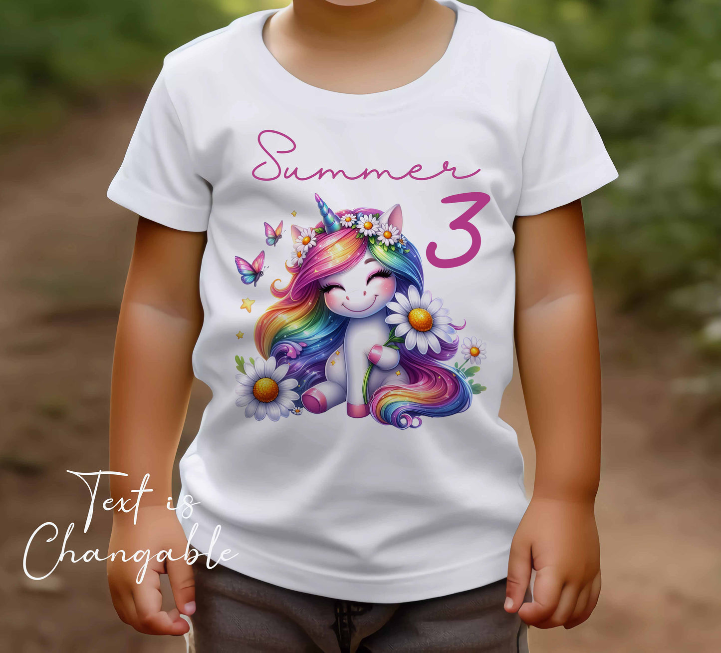 Children's ~ T shirt  Personalised unicorn  ,add name , age , or text