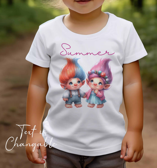 Children's ~ T shirt  Personalised Trolls ,add name , age , or text