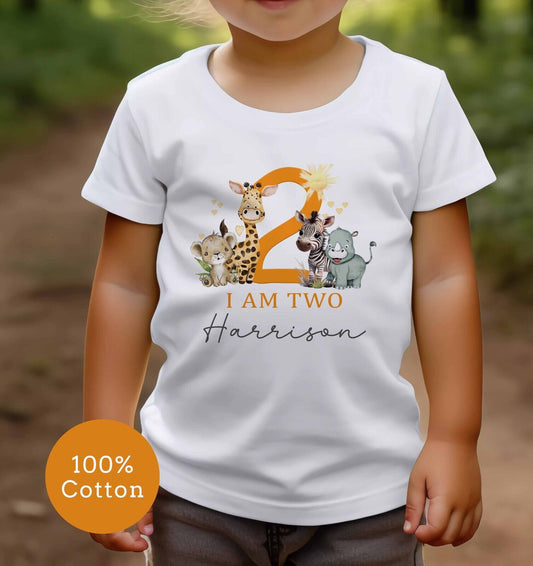 I Am  1,2,3 orange ~Baby's~ Childs~BIRTHDAY~T SHIRT* PERSONALISED~Safari Animals