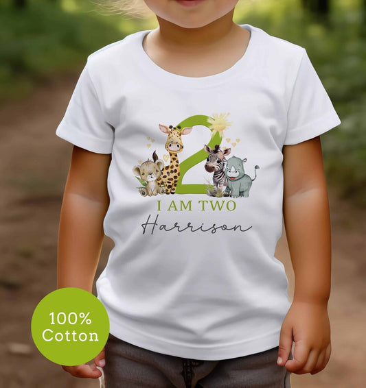 I Am  1,2,3 lime ~Baby's~ Childs~ BIRTHDAY~T SHIRT* PERSONALISED ~Safari Animals