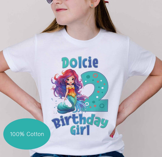 CHILDREN'S Mermaid  ,BIRTHDAY GIRL~BIRTHDAY BOY  T SHIRT * PERSONALISED