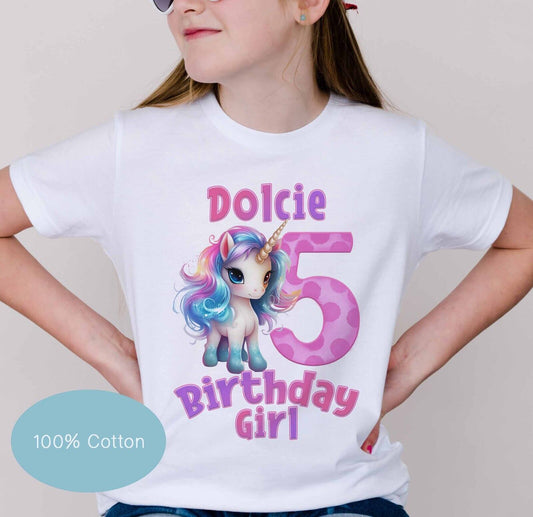 CHILDREN'S Unicorn  ,BIRTHDAY GIRL~BIRTHDAY  T SHIRT * PERSONALISED