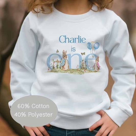 Peter Rabbit is One ~Baby,Child~Toddler~Birthday,Personalised~Sweatshirt/Jumper