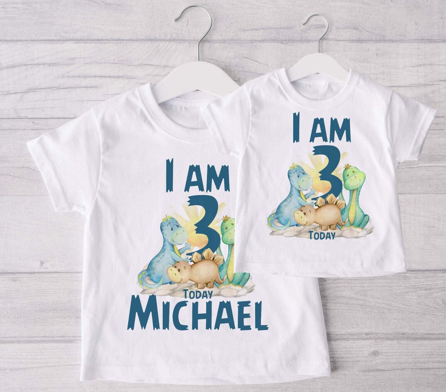 CHILDREN'S  BIRTHDAY  T SHIRT * PERSONALISED ~ Baby   Dinosaurs