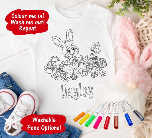 Easter Colour Wash Repeat Personalised   Kids T-shirt - with washable pens ref5