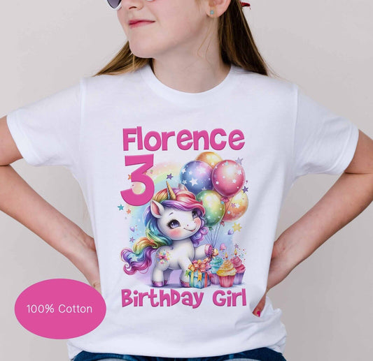 CHILDREN'S Birthday  Unicorn  ,BIRTHDAY GIRL~  T SHIRT * PERSONALISED