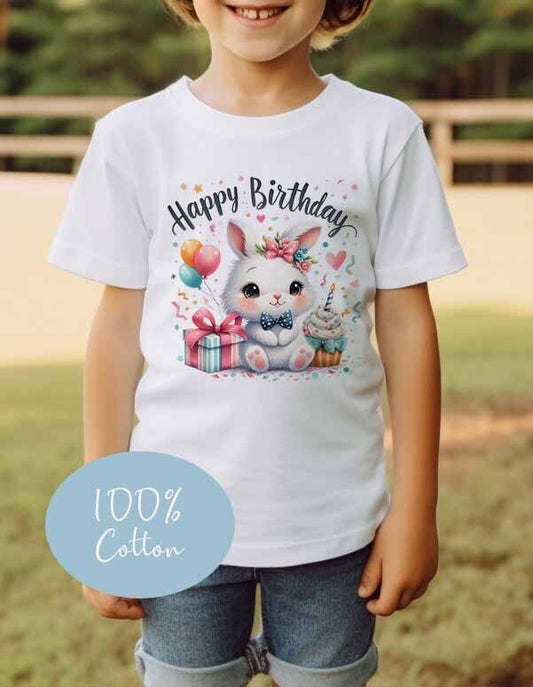 CHILDREN'S Bunny Rabbit  birthday  T SHIRT * PERSONALISED ,COTTON