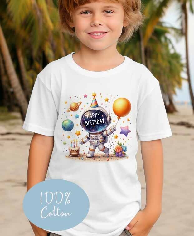 CHILDREN'S Space man birthday  T SHIRT * PERSONALISED ,COTTON ref2