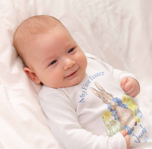 My 1st Easter ~ Personalised Babygro~ vest~bib~Gift ~Peter Rabbit