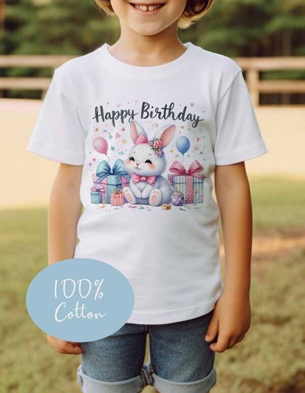 CHILDREN'S Bunny Rabbit  birthday  T SHIRT * PERSONALISED ,COTTON ref3