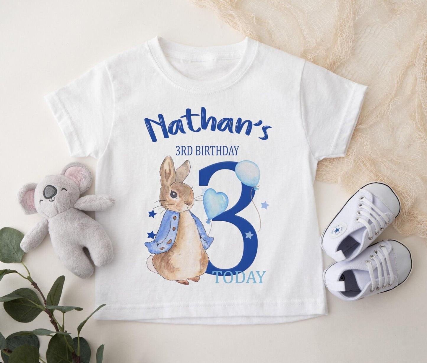 CHILDREN'S  BIRTHDAY  T SHIRT * PERSONALISED ~ Peter  Rabbit