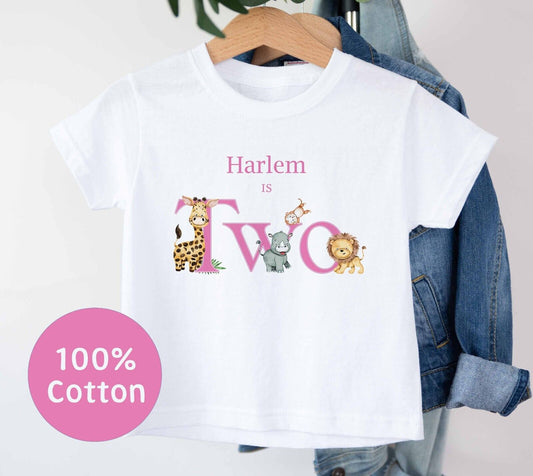 I Am  One,Two,Three ~ Safari ~Baby's~Childs~BIRTHDAY~T SHIRT* PERSONALISED~ pink