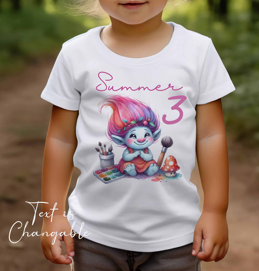 Children's ~ T shirt  Personalised Trolls ,add name , age , or text