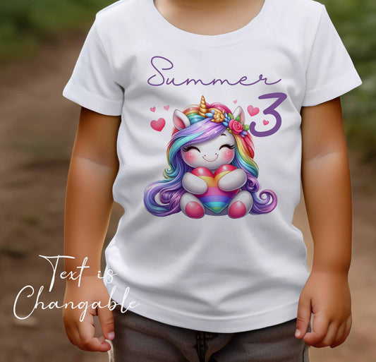 Children's ~ T shirt  Personalised unicorn  ,add name , age , or text