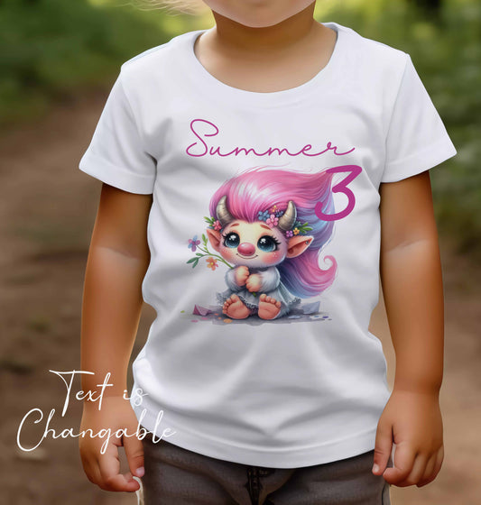 Copy of Children's ~ T shirt  Personalised Trolls ,add name , age , or text