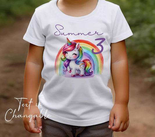 Children's ~ T shirt  Personalised unicorn  ,add name , age , or text