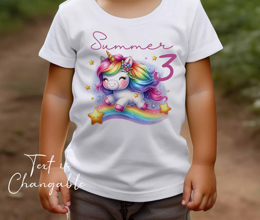 Children's ~ T shirt  Personalised unicorn  ,add name , age , or text