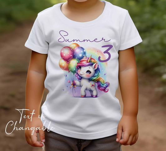 Children's ~ T shirt  Personalised unicorn  ,add name , age , or text