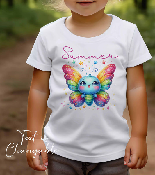 Children's ~ T shirt  Personalised  ,add name , age , or text, Butterfly