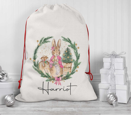 Christmas  Floppsy *Rabbit Christmas Personalised Gift Sack* Present bag*Christmas Santa