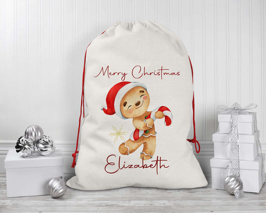 Gingerbread Man   Christmas Personalised Gift Sack* Present bag*Christmas Santa