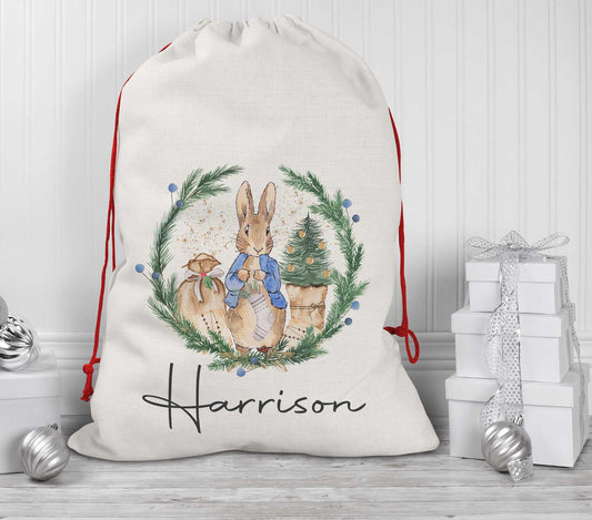 Christmas  Peter *Rabbit Christmas Personalised Gift Sack* Present bag*Christmas Santa