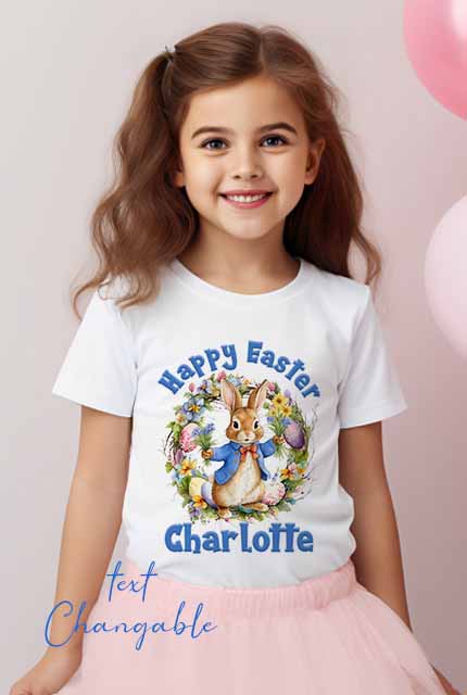 Easter Peter  Bunny ~ CHILDREN'S  T SHIRT ~Personalised Easter Gift