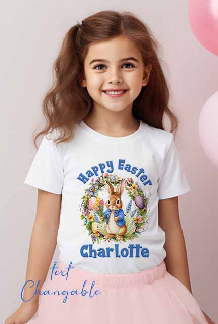 Easter Peter  Bunny ~ CHILDREN'S  T SHIRT ~Personalised Easter Gift