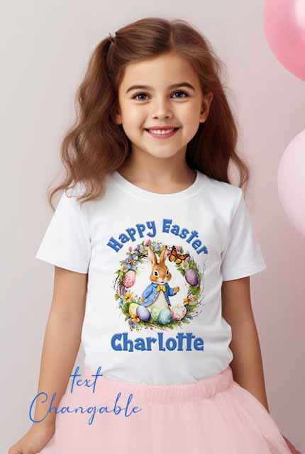 Easter Peter  Bunny ~ CHILDREN'S  T SHIRT ~Personalised Easter Gift