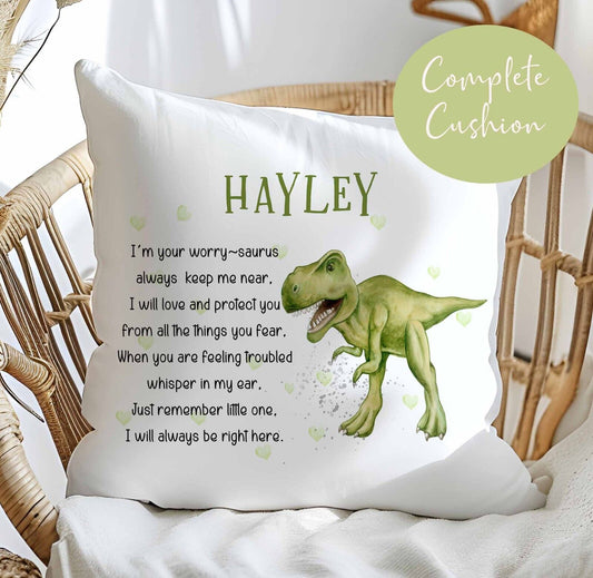 Childs Worry Cuddle Cushion ~ anxiety~ mental health ~ green  Dinosaur