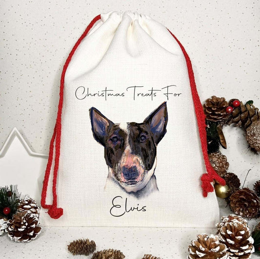 Dog Treat Christmas Personalised Gift Sack~Present bag* Santa ~Bully