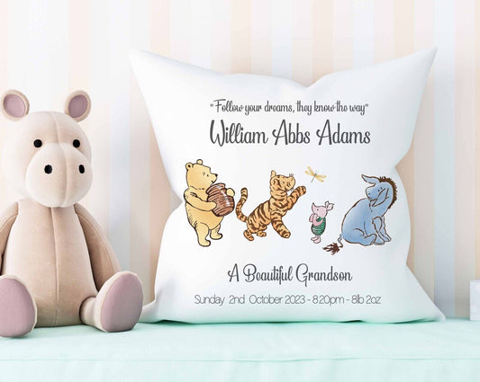 Pooh & Friends  Personalised  Nursery cushion*new baby gift *christening