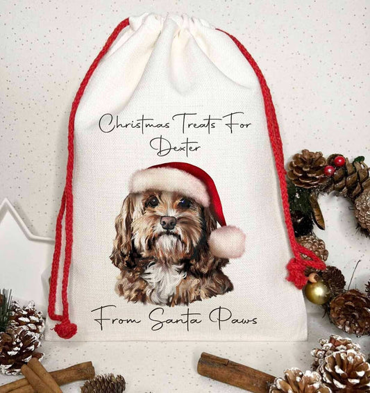 Dog Treat Christmas Personalised Gift Sack~  Present bag* Santa~ cockapoo