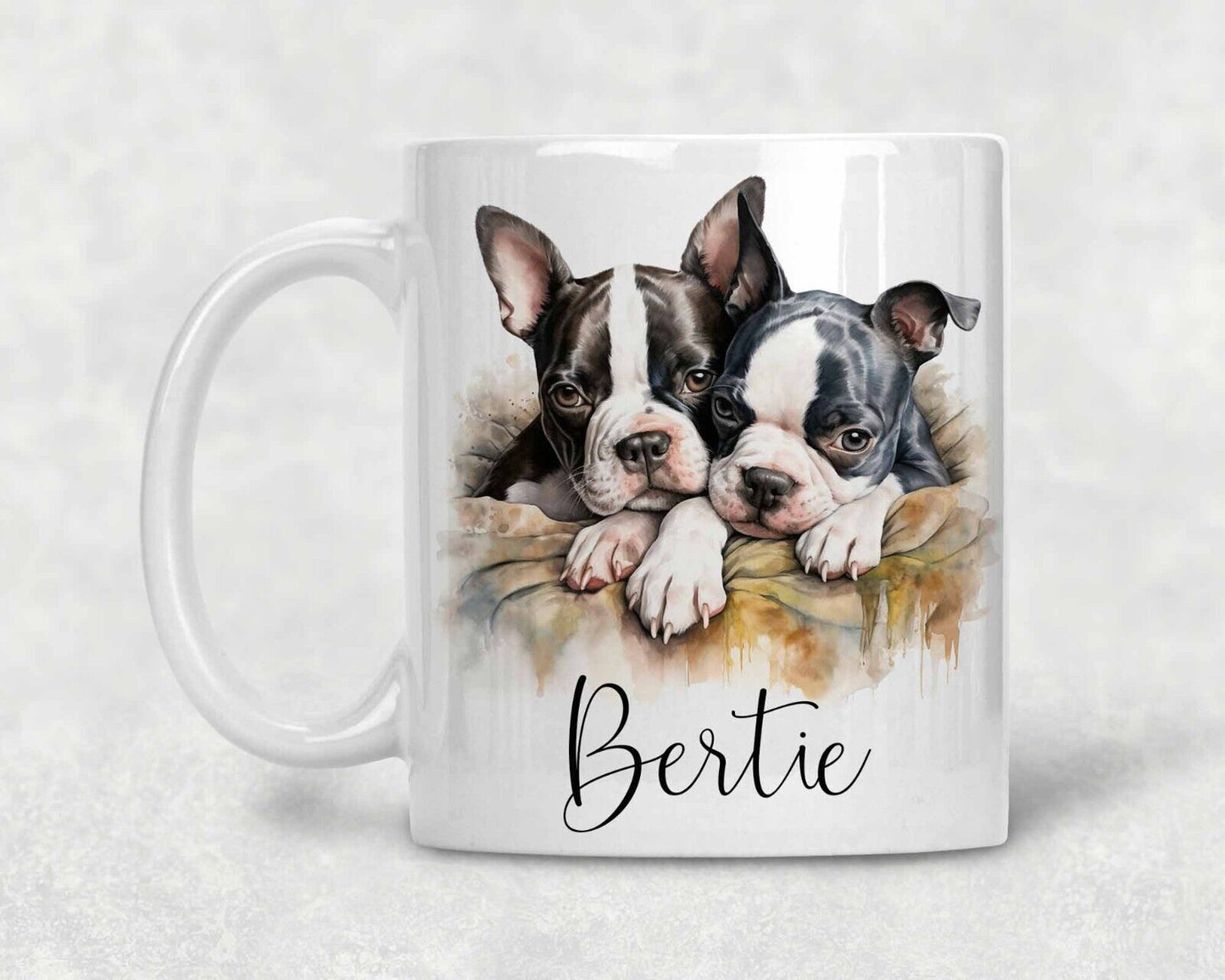 Boston Terrier  pups Dog  ~Ceramic Mug *Christmas~birthday *Gift * Personalised