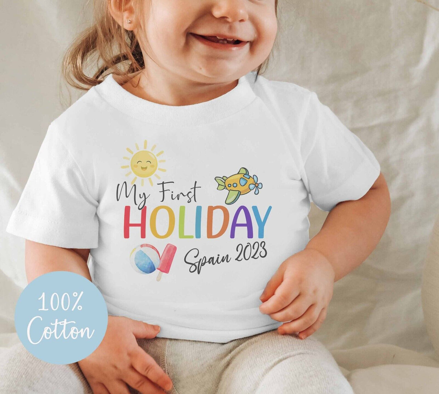 1st Holiday T shirt*Personalised Children's *family holiday~1st time flying