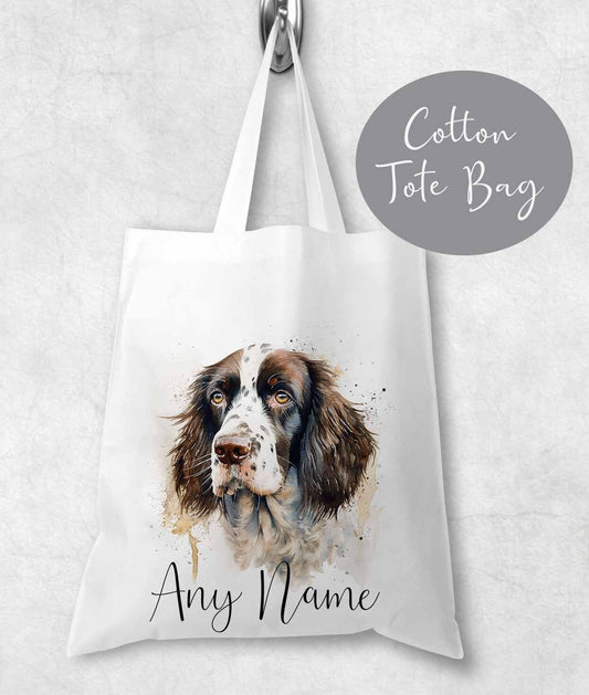 Tote bag ~  shopping bag cotton  , gift , personalised  dogs , Springer spaniel