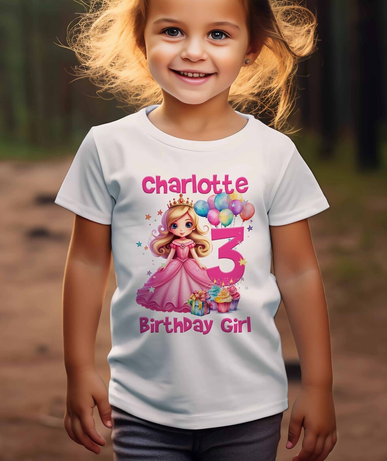 CHILDREN'S  BIRTHDAY  T SHIRT * PERSONALISED ~ Pink Princess