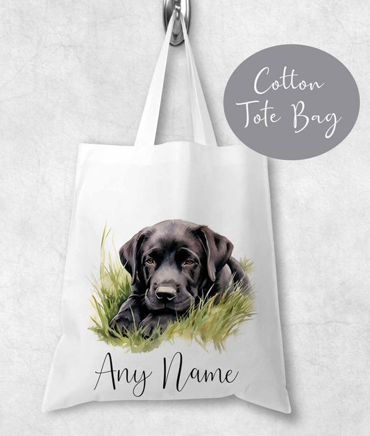 Tote bag ~  shopping bag cotton  , gift , personalised  dogs , Black Labrador 2