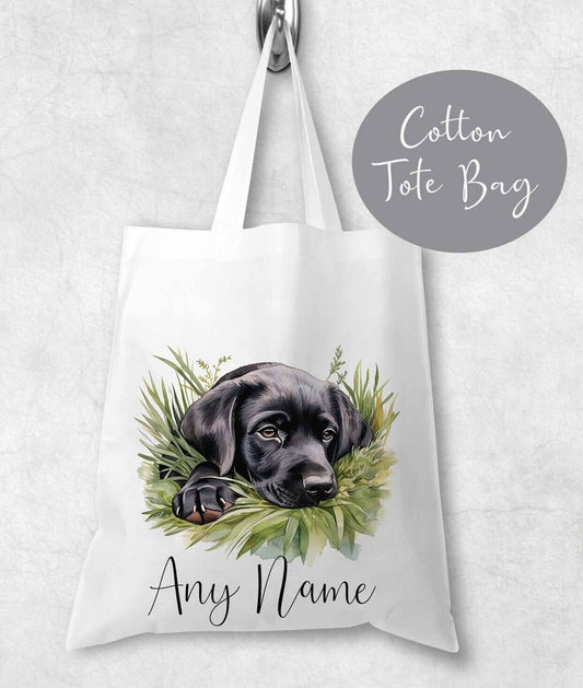 Tote bag ~  shopping bag cotton  , gift , personalised  dogs , Black Labrador