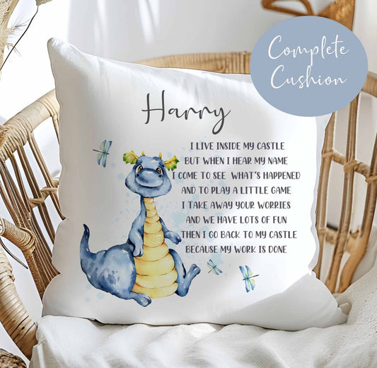 Childs Worry Cuddle Cushion ~ anxiety~ mental health ~ Blue Dragon