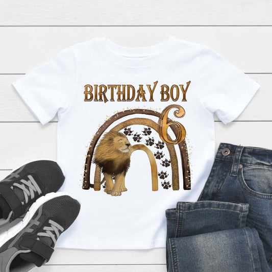 CHILDREN'S  BIRTHDAY  T SHIRT * PERSONALISED ~ boy girl ~ lion rainbow