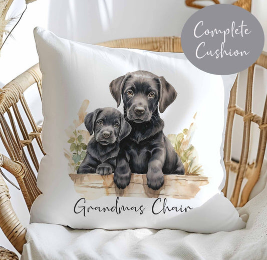 Beautiful Cushion Personalised~Birthday Gift~Dad~Mum~Other~Puppy Black Labrador