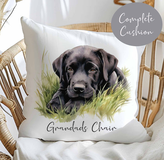 Beautiful Cushion Personalised~Birthday Gift~Dad~Mum~Other~Puppy Black Lab ref3