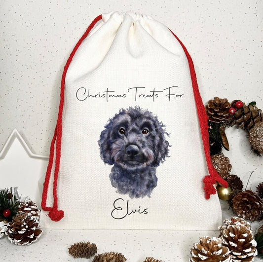 Dog Treat Christmas Personalised Gift Sack~Present bag* Santa ~labradoodle