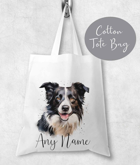 Tote bag ~  shopping bag cotton  , gift , personalised  dogs , Border Collie